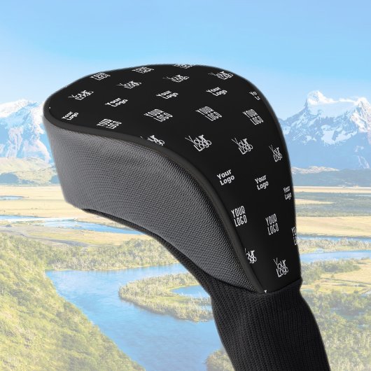 ロゴ | 3ロゴパターンデザイン編集可能ブラック ゴルフヘッドカバー
