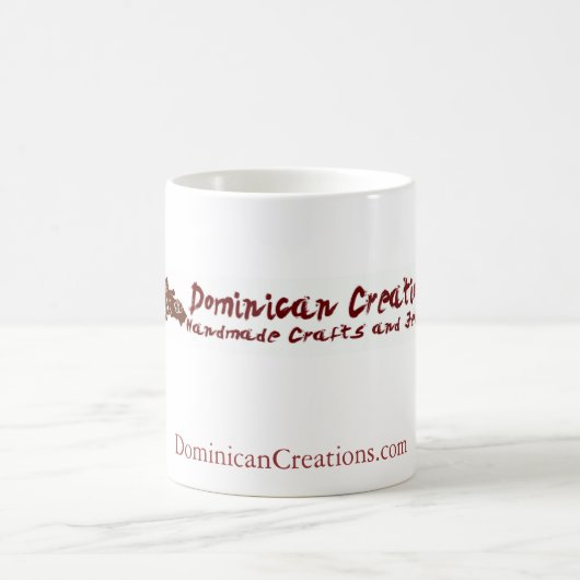 ロゴ、DominicanCreations.com コーヒーマグカップ (中央)