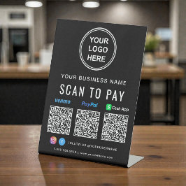 ロゴ Paypal Venmo CashApp QRコード ブラック 台座サイン