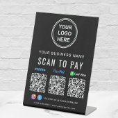 ロゴ Paypal Venmo CashApp QRコード ブラック 台座サイン