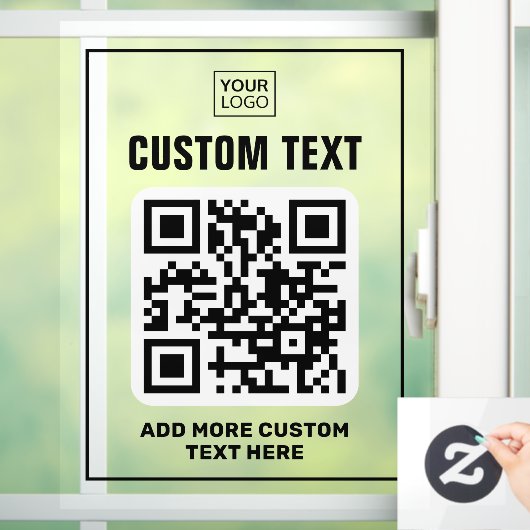 ロゴ、QRコードおよびカスタム文字ブラックおよび澄ん ウィンドウサイン (ホーム)