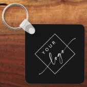 ロゴ、QRコードおよびカスタム文字両面ブラック キーホルダー (正面)