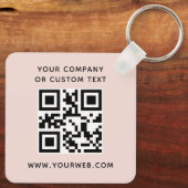 ロゴ、QRコード文字両面ライト赤面ピンク キーホルダー (裏面)