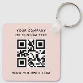 ロゴ、QRコード文字両面ライト赤面ピンク キーホルダー (裏面)