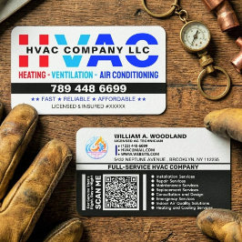 ロゴ、QRコード、ライセンス - モダンな空調サービス、HVAC 名刺