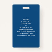 ロゴ、QRコード、名前、タイトルの青グラデーション バッジ (裏面)