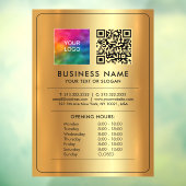 ロゴ QRコード 営業時間 オープン クローズ フェイクゴールド ウィンドウサイン (シート3)