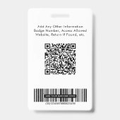 ロゴ QR バーコード 従業員写真ID バッジ (裏面)
