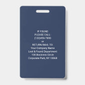 ロゴ、QR、名前、タイトルNavy Blue Gradient バッジ (裏面)