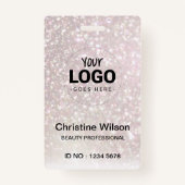 ロゴIDカードのシャンパフェイクーングリッター バッジ (正面)