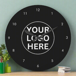 ロゴlビジネスプロフェッショナルブラック&ホワイト ラージ壁時計
