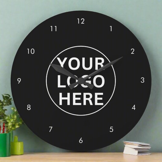 ロゴlビジネスプロフェッショナルブラック&ホワイト ラージ壁時計