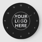 ロゴlビジネスプロフェッショナルブラック&ホワイト ラージ壁時計 (正面)