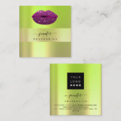 ロゴlIpsグリーンパープルプロフェッショナルメイクアップアーティスト スクエア名刺 (正面/裏面)