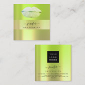 ロゴlIpsグリーンミントプロフェッショナルメイクアップアーティスト スクエア名刺 (正面/裏面)