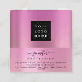 ロゴlIpsバラピンクプロフェッショナルメイクアップアーティスト スクエア名刺 (裏面)