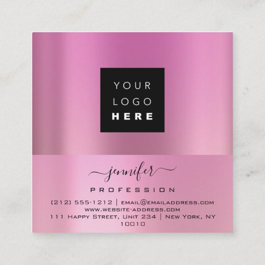 ロゴlIpsバラピンクプロフェッショナルメイクアップアーティスト スクエア名刺 (裏面)
