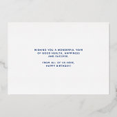 ロゴNavy Blueアールデコビジネス誕生日金ゴールドの追加 箔招待状 (裏面)