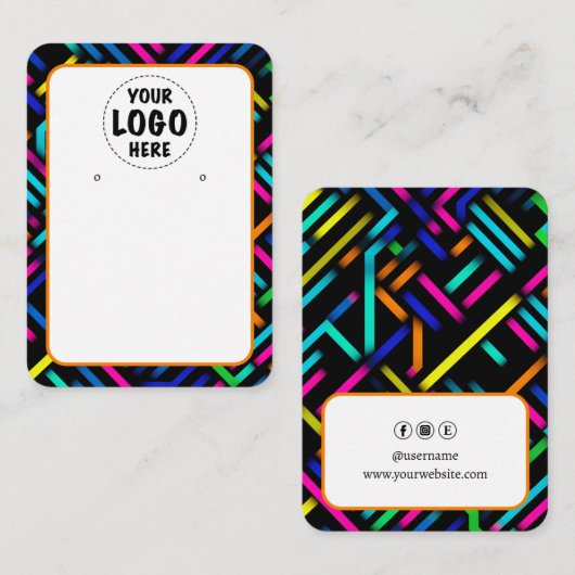 ロゴNeon Geometric Earring Card Large 名刺 (正面/裏面)