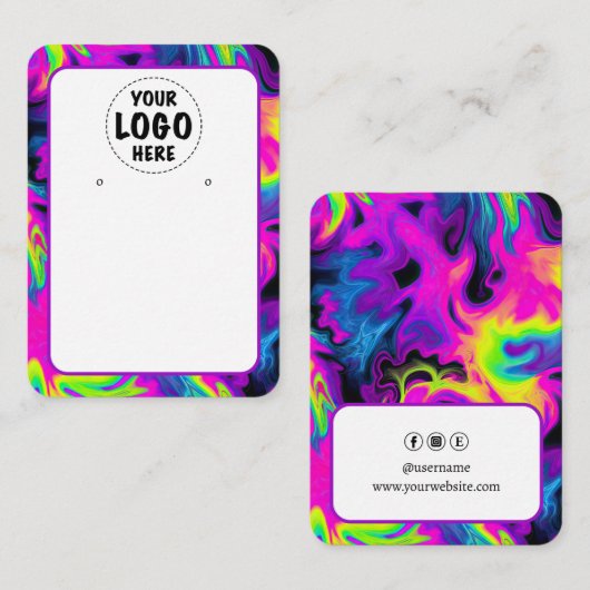 ロゴNeon Geometric Earring Card Large 名刺 (正面/裏面)