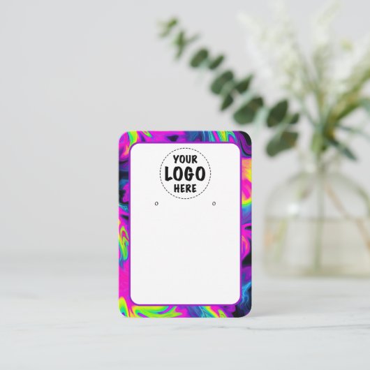 ロゴNeon Geometric Earring Card Large 名刺 (スタンド正面)