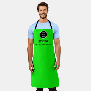 ロゴNeon Green エレガント Yellow Business エプロン