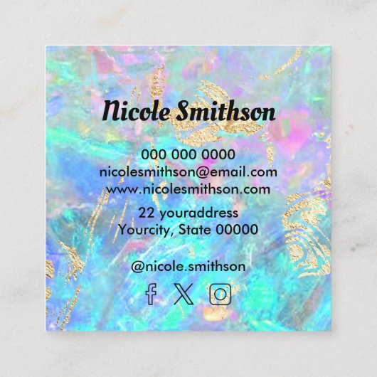 ロゴopalテクスチャとフェイク金ゴールド詳細 スクエア名刺 (裏面)