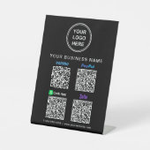 ロゴPaypal Venmo CashApp Zelle QRコードブラック 台座サイン (正面)