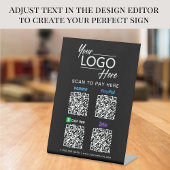 ロゴPaypal Venmo CashApp Zelle QRコードブラック 台座サイン