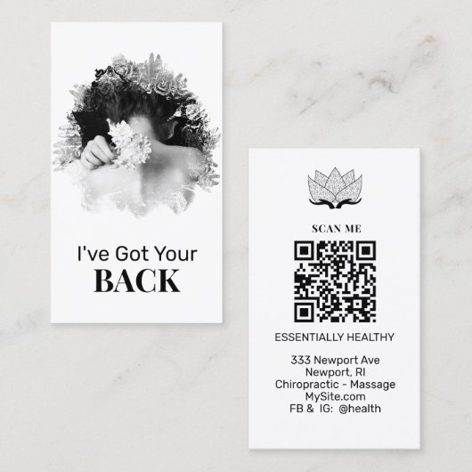 *~*ロゴQRカイロプラクターカイロプラクティックスパ写真 名刺 (正面/裏面)