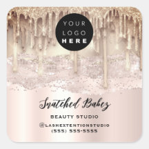 ロゴQRコードありがとうストロークピンクのグリッター滴