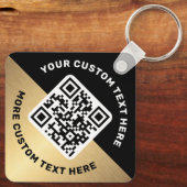 ロゴQRコードおよび文字ブラック黄金色グラデーション キーホルダー (裏面)
