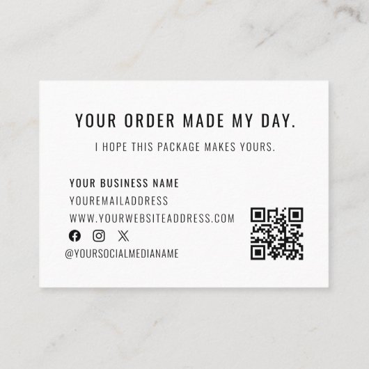 ロゴQRコードご注文ありがとうございます白黒 名刺 (裏面)