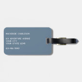 ロゴQRコードほこりっぽいブルーグレービジネスプロモーション ラゲッジタグ (裏面横)