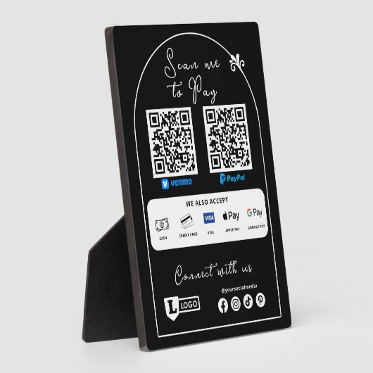 ロゴQRコードを使用したビジネスサインの支払いにスキャン フォトプラーク (側面)