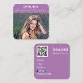 ロゴQRコードインフルエンサーのソーシャルメディア スクエア名刺 (正面/裏面)