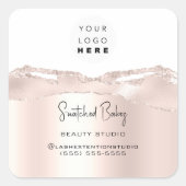 ロゴQRコードオンラインショップシルバーグリッターバラホワイト スクエアシール (正面)