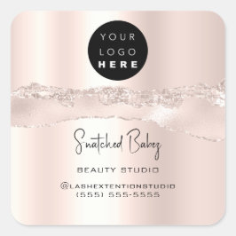 ロゴQRコードオンラインショップシルバーグリッターRosePowder スクエアシール