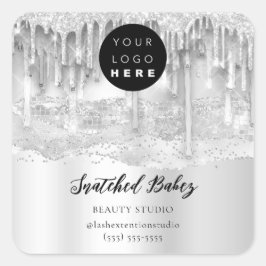 ロゴQRコードオンラインショップストロークシルバーグレードリップ スクエアシール