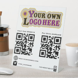 ロゴqrコードカスタムソーシャルメディアアイコン 台座サイン