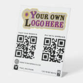 ロゴqrコードカスタムソーシャルメディアアイコン 台座サイン (正面)