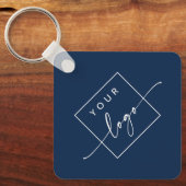 ロゴQRコードカスタム文字両面ダークブルー キーホルダー (正面)