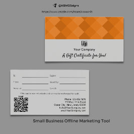 ロゴQRコードグレーブラックオレンジギフト証明書
