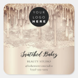 ロゴQRコードサンキューストロークバラ金ゴールドドライブ スクエアシール