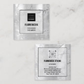 ロゴQRコードショップシルバー大理石ジオメトリ スクエア名刺 (正面/裏面)