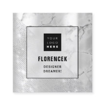 ロゴQRコードショップシルバー大理石ジオメトリ