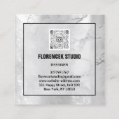 ロゴQRコードショップシルバー大理石ジオメトリ スクエア名刺 (裏面)