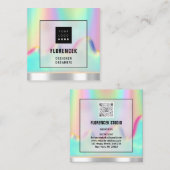 ロゴQRコードショップBEAUTIQUEホログラフィックフレーム スクエア名刺 (正面/裏面)