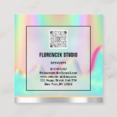 ロゴQRコードショップBEAUTIQUEホログラフィックフレーム スクエア名刺 (裏面)