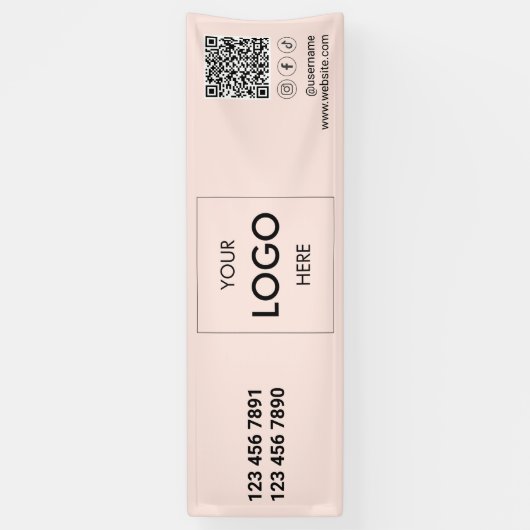 ロゴQRコードソーシャルメディアバナー 横断幕 (縦)